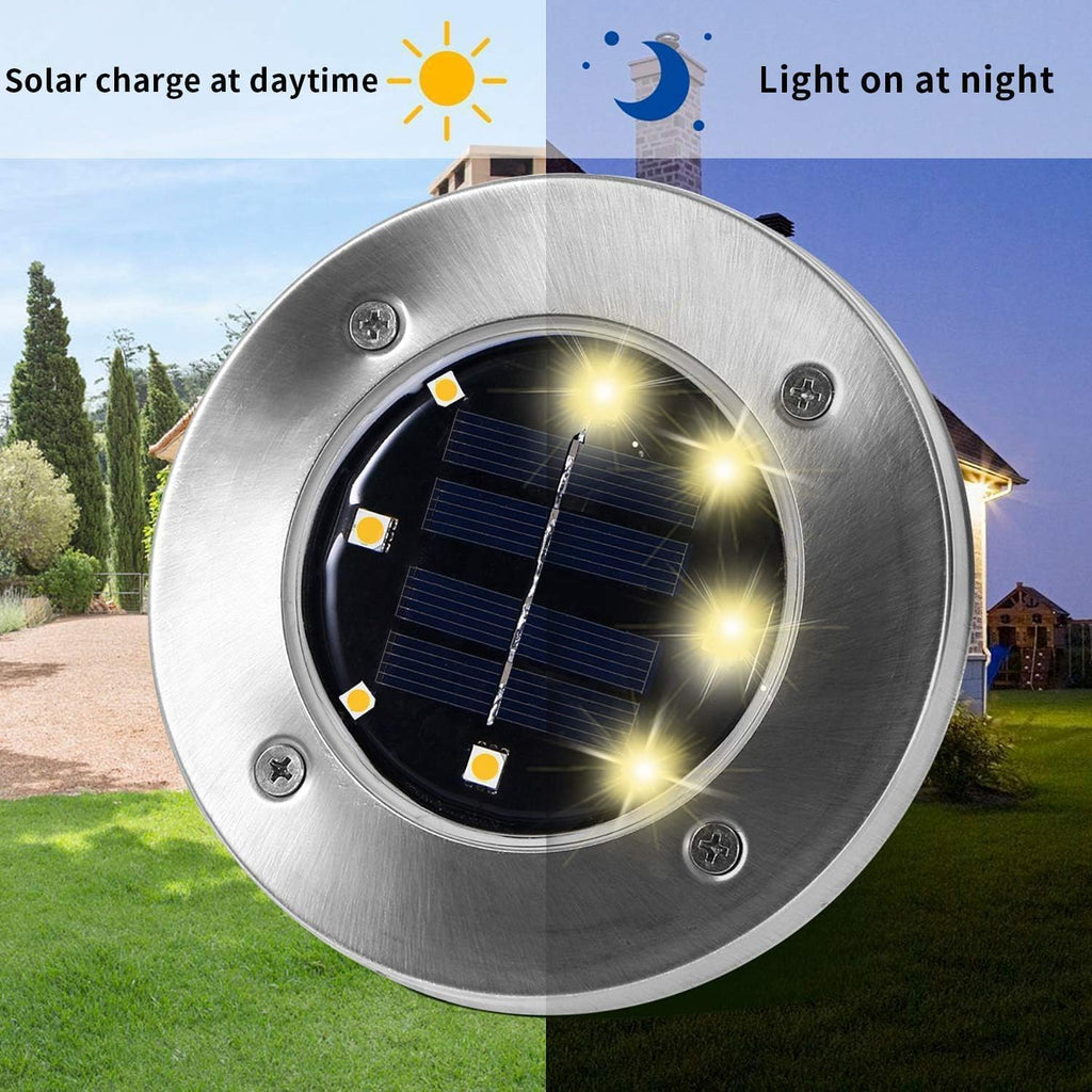 INCX Solar Lights Outdoor Waterproof, Warm White, 12 Pack Ground Lights Solar Powered Lights Outdoor Solar Disk Light Landscape Light for Deck Step Patio Yard Pathway Walkway Driveway Garden