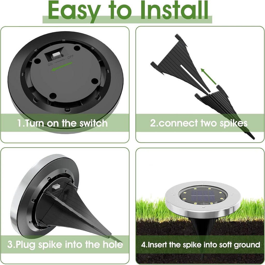 INCX Solar Lights Outdoor Waterproof, Warm White, 12 Pack Ground Lights Solar Powered Lights Outdoor Solar Disk Light Landscape Light for Deck Step Patio Yard Pathway Walkway Driveway Garden