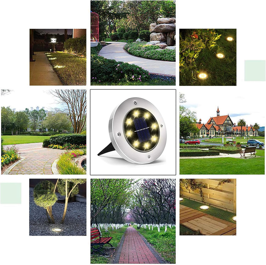 INCX Solar Lights Outdoor Waterproof, Warm White, 12 Pack Ground Lights Solar Powered Lights Outdoor Solar Disk Light Landscape Light for Deck Step Patio Yard Pathway Walkway Driveway Garden